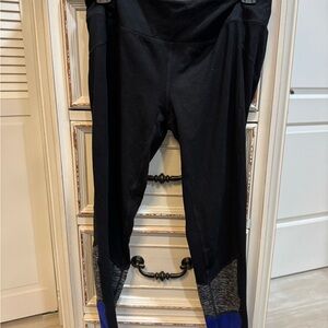 Tangerine Black Leggings with Royal Blue Waistband